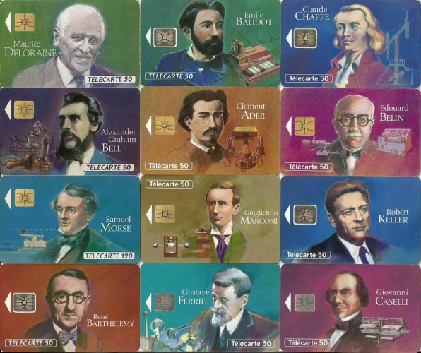 Lot - Phone cards - Grandes figures des télécommunications - Série complète de 12 télécartes .