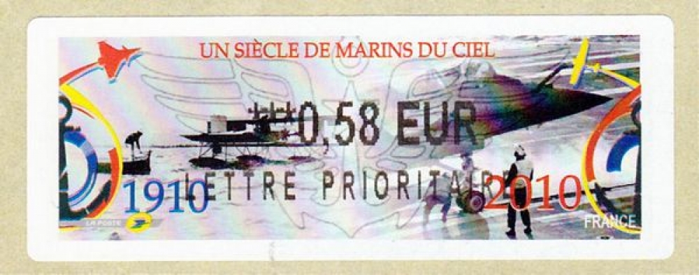 France 2010 Un siècle de marins du ciel 1910-2010 Lann-Bihoué (vignette d'affranchissement LISA)