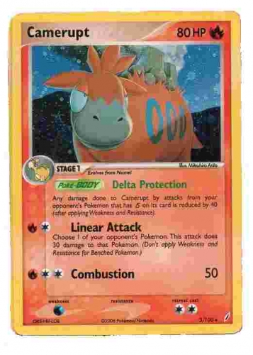 Carte Pokemon CAMERUPT 80HP / Édition EX : Gardiens de Cristal / N°3/100 CARTE ANGLAISE 