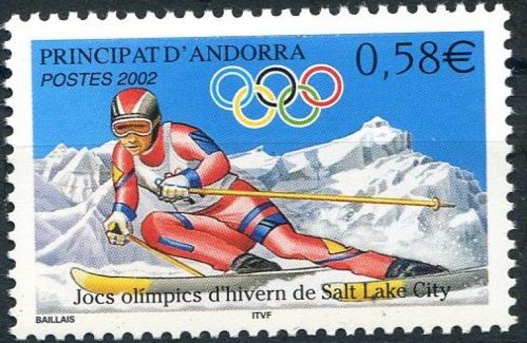 Andorre 566 2002 ski jo salt lake city neuf ** luxe MNH SIN CHARNELA prix de la poste 0.59