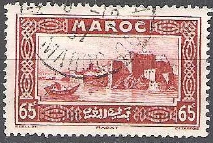  Maroc 1933 Michel 105 O Cote (2005) 0.40 Euro Forteresse Udayas Rabat Cachet rond