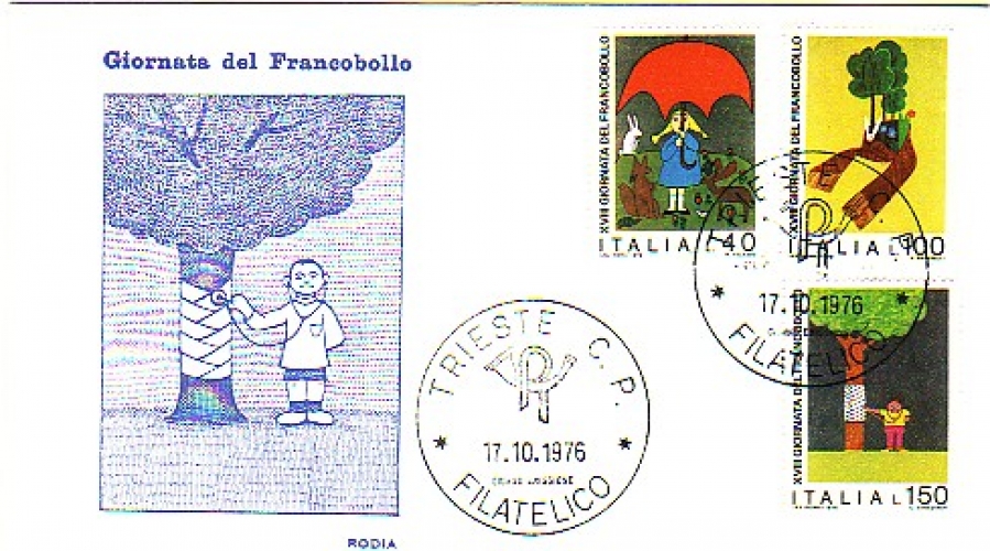 Italie 1976  Y&T 1278/80  sur FDC  (journée du timbre)  