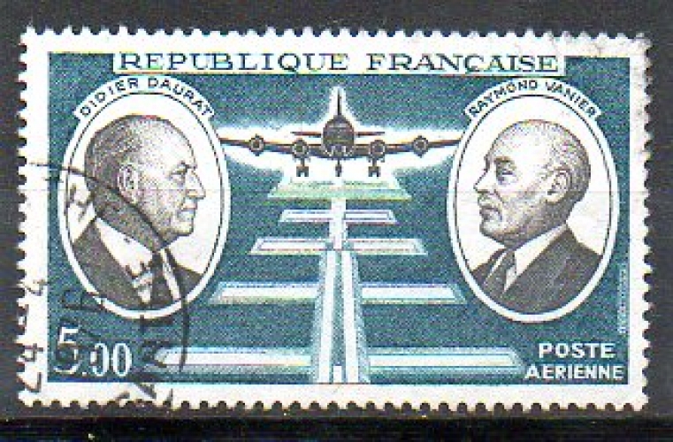 France Oblitéré Yvert PA N°46 Didier DAURAT & Raymond VANNIER 1971