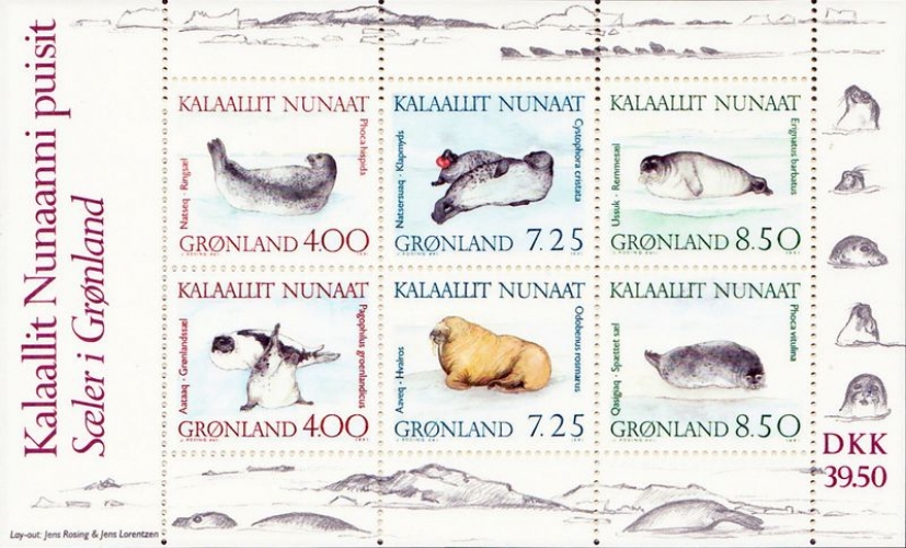 Groenland 1991 Les phoques (feuillet)