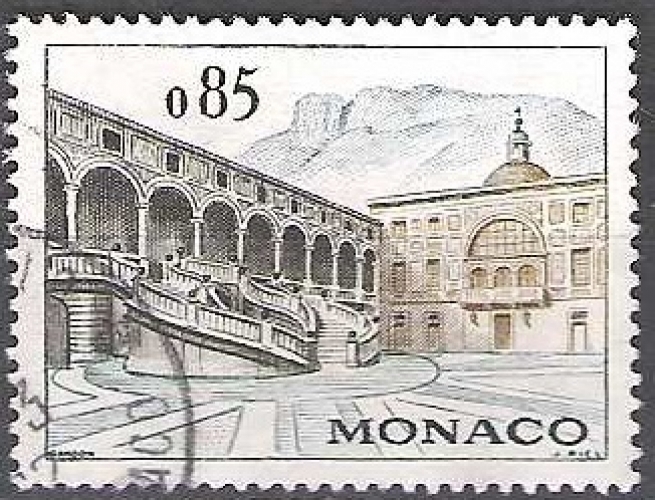 Monaco 1960 Michel 647 O Cote (2008) 4.00 Euro Palais princier cour d´honneur Cachet rond