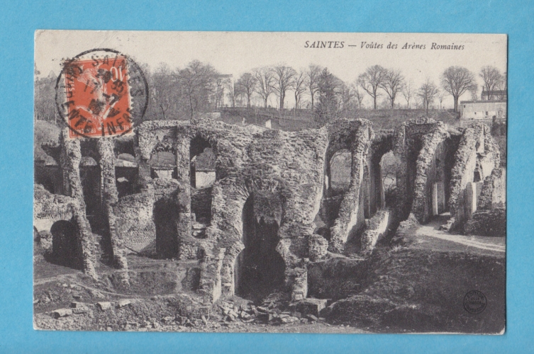 (17)- SAINTES - voutes des arenes romaines - circulee en 1915-edit: artistique r.bergevin