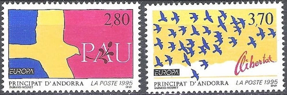 Andorre Français 1995 Michel 477 - 478 Neuf ** Cote (2008) 6.00 Euro Europa CEPT Paix et Liberté