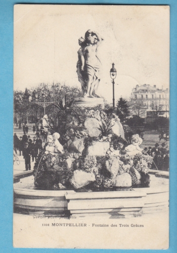 (34)-MONTPELLIER - fontaine des trois graces-circulée en 1906 -edit: guende