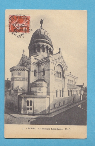 (37)- TOURS - la basilique saint martin - circulee en 1911