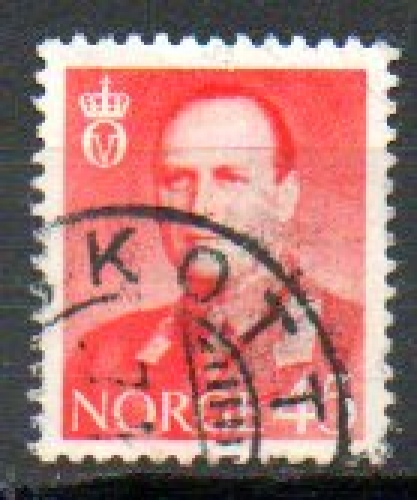 Norvège Yvert N°383 Oblitéré 1958 Roi OLAV / 45 ore