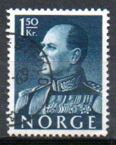 Norvège Yvert N°387 Oblitéré 1958 Roi OLAV / 1,50 kr