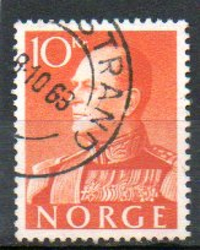 Norvège Yvert N°390 Oblitéré 1958 Roi OLAV / 10 kr