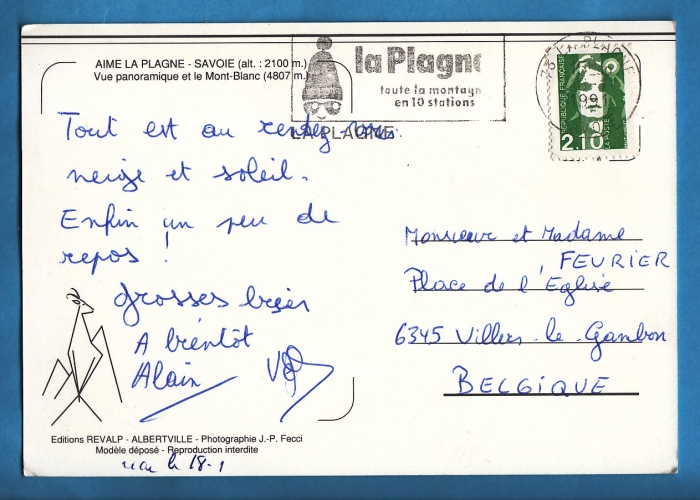 (73) AIME LA PLAGNE-Mont-Blanc 4807 m -circulee en 1991- edit: :revalp - photo :j.p. fecci