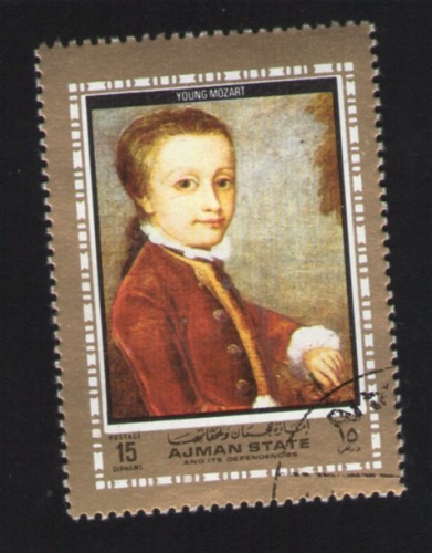 AJMAN STATE Oblitération ronde Used Stamp Peinture young Mozart Jeune