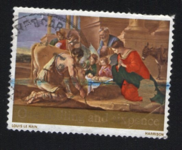 Royaume Uni Oblitération ronde Peintre Louis Le Nain Adoration des Bergers of the Shepherds