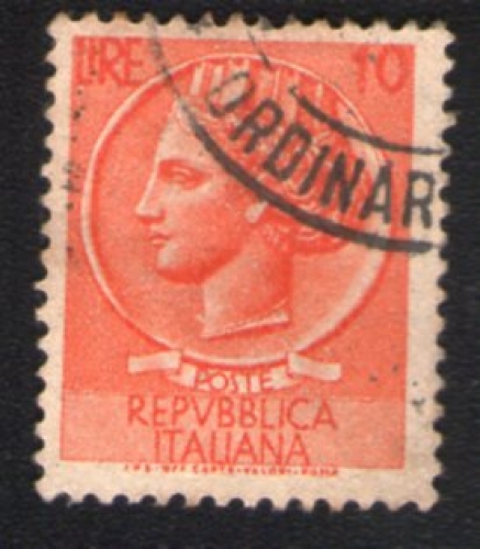 Italie 1955 Oblitération ronde Used Stamp Coin Monnaie de Syracuse 10 Lire