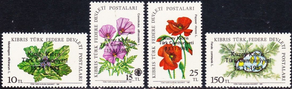 Chypre (Turquie) 1983 Fleurs des champs (série 1) surchargés
