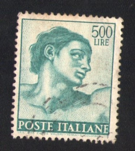 Italie 1961 Oblitération ronde Used Stamp Fresque Tête de Adam 500 Lires