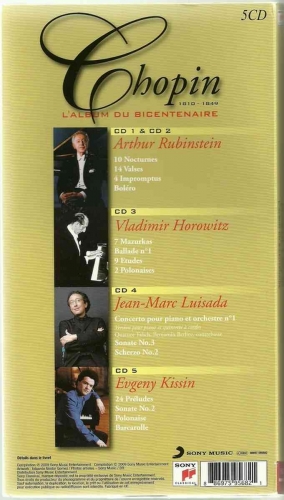 Musique classique - Chopin - Album du Bicentenaire - 5 CD en parfait état .