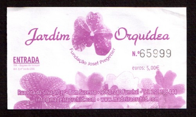 Madère 2012 Funchal ticket d'entrée pour le jardin des Orchidées 25 septembre