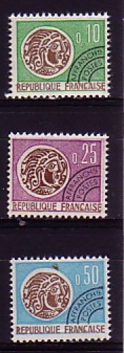 France 1964  Y&T  préoblitérés 123 + 126 + 128  N**   