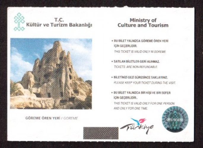 Turquie 2009 Goreme ticket pour l'entrée du musée en plein air le 5 mai