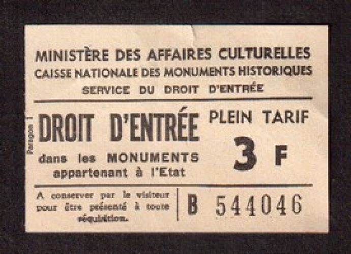 France 1968 Azay-le-Rideau ticket d'entrée pour le château et le jardin