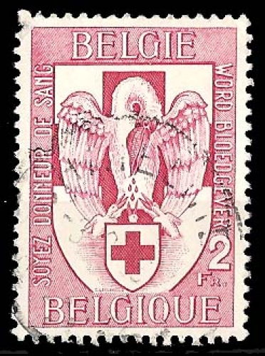Belgique  - Y&T 986 (o) - Croix rouge - année 1956
