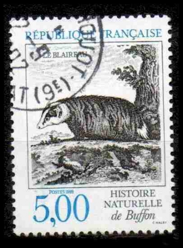 France Oblitéré Yvert N°2542 Blaireau Buffon 1988