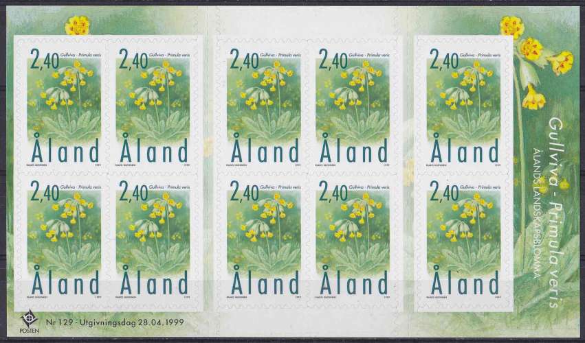 ALAND 1999 NEUF** MNH N° 157 feuille de 10 timbres fleurs