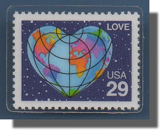 USA  PIN'S USPS LOVE CŒUR HEART TIMBRE STAMP