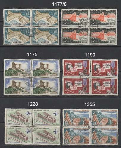 6 BLOCS DE 4 OBL EPOQUE TB N° SUR SCANS