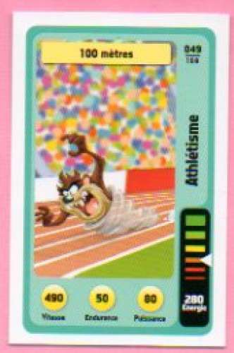 Carte Looney Tunes Auchan 2014 / N°049 Athlétisme 100 Mètres