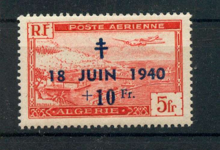 Algérie PA  8 surch 18 juin 1940 1948 neuf ** TB MNH sin charnela cote 2.5