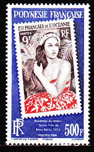  Polynésie 2009 Réédition du timbre Jeune fille de Bora Bora