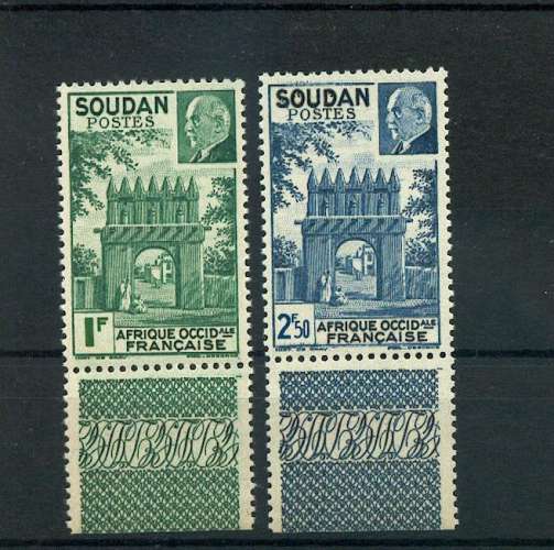 SOUDAN 129 130 PETAIN BDF neuf ** TB MNH sin charnela cote 3