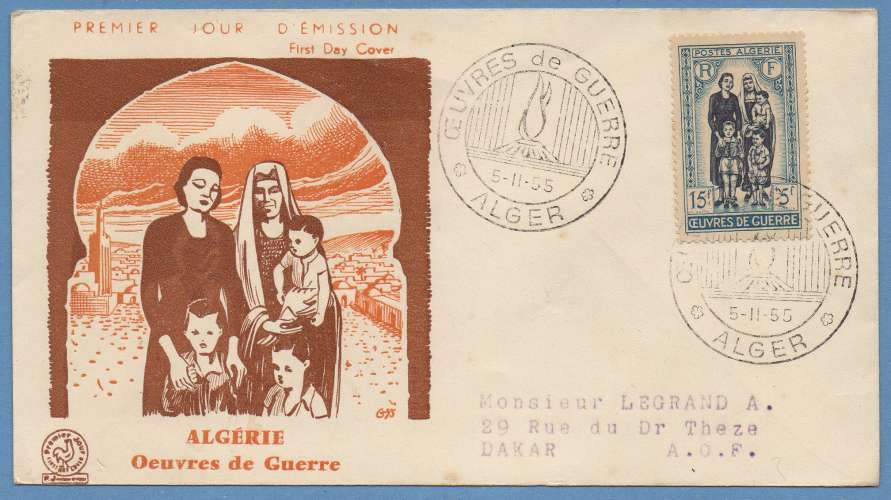 ALGERIE PJ ŒUVRE DE GUERRE 1955