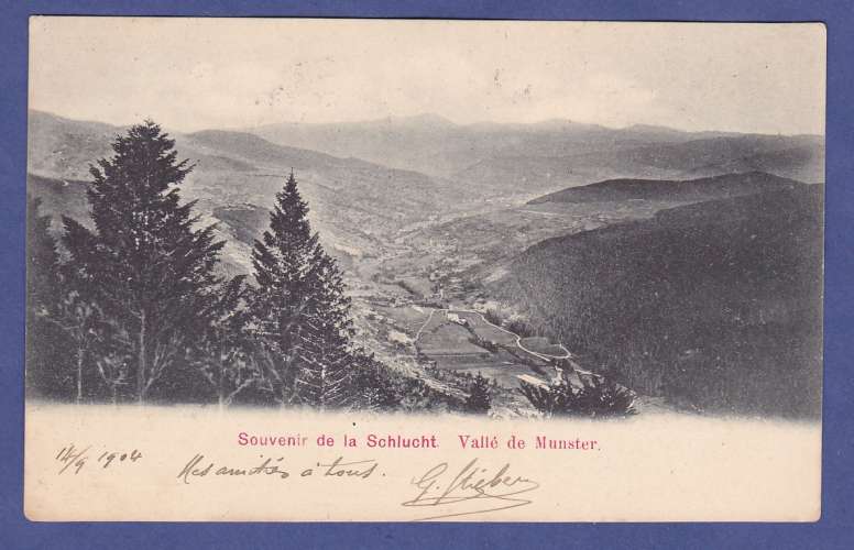 (88) CPA -souvenir de la schlucht - vallee de munster-  circulée en 1904