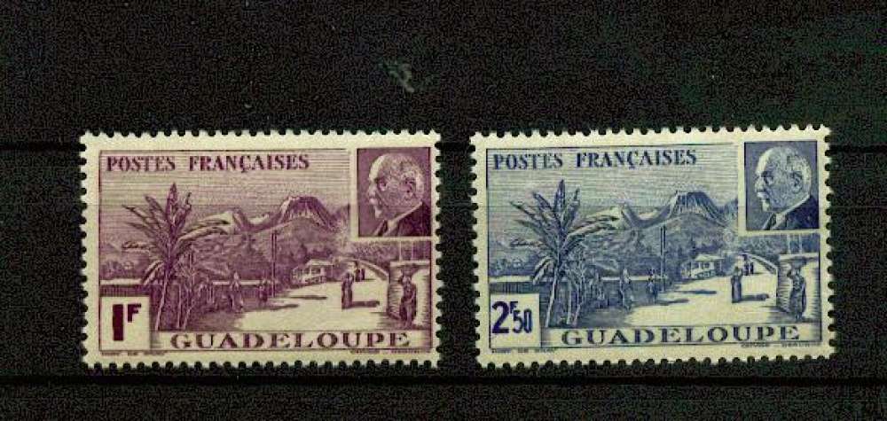 Guadeloupe 161 162 1941 Pétain neuf avec trace de charnière* TB MH con charnela cote 2 