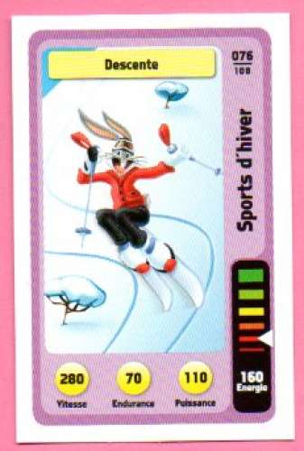 Carte Looney Tunes Auchan 2014 / N°076 Sports d'hiver Descente