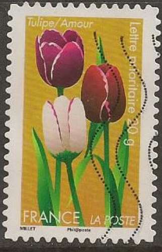 FRANCE 2012 : yt 662 Oblitéré/Used # Dites-le avec des fleurs - Tulipe - Amour