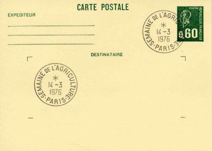 France 1976 Entier postal Semaine de l´Agriculture avec marque postale