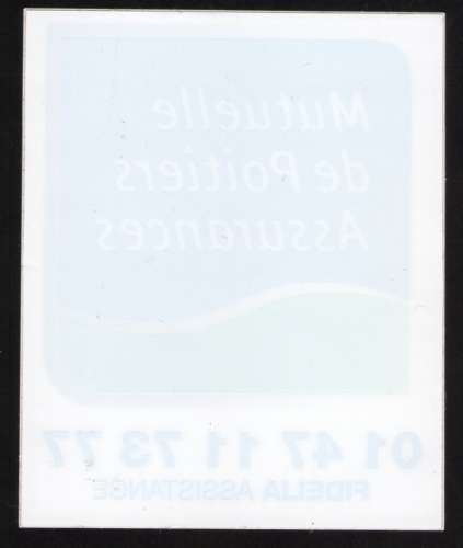 Autocollant Sticker Mutuelle de Poitiers Assurances FIDELIA Assistance Intérieur Vitre