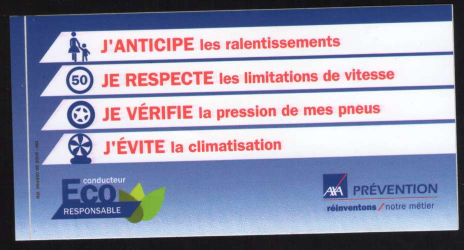 Autocollant Sticker Assurances AXA Conducteur Eco responsable Prévention