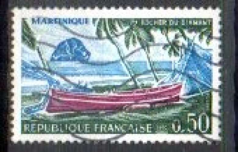 France Oblitéré Yvert N°1644 Martinique Barque 1970