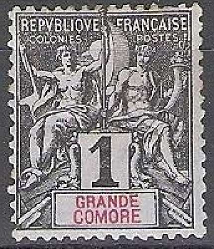  Grande Comore 1897 Michel 1 Neuf * Cote (2002) 1.60 Euro Type Sage