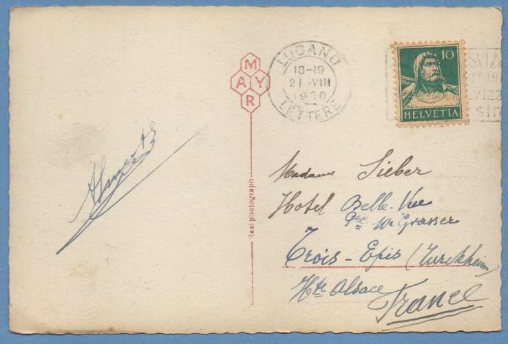 CPA LUGANO > FRANCE 1930 scan verso