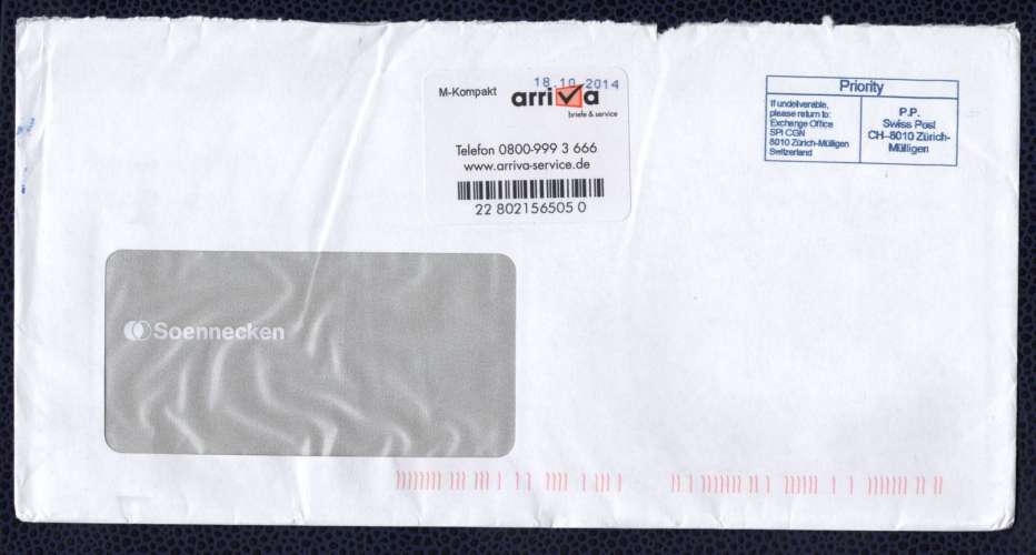 Suisse EMA Empreinte Postmark par arriva briefe & service courrier