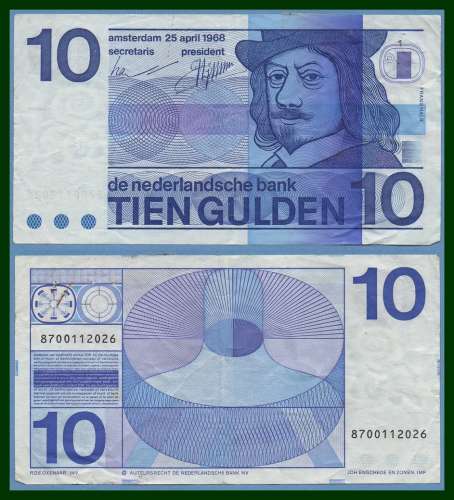 BILLET NEDERLANDSCHE BANK NETHERLANDS 10 GULDEN 1968 PAYS BAS