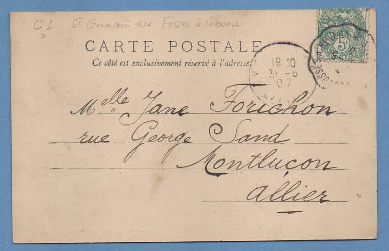 CPA BLOIS CONV. L. ST GERMAIN DES FOSSES A NEVERS 1907